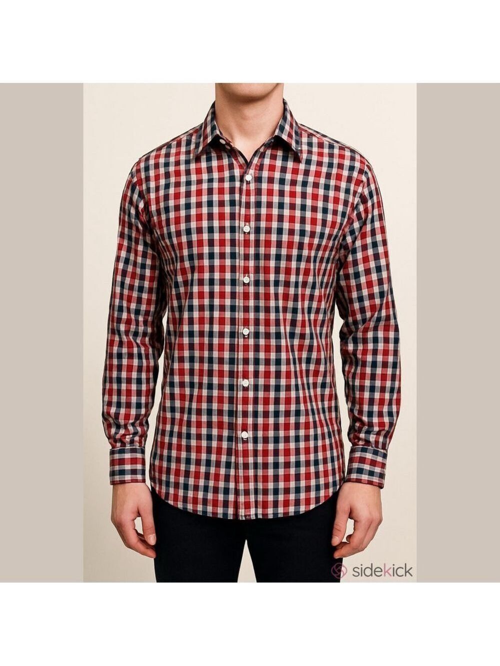 CHAPS Red Plaid Wrinkle and Stain Free Button Down